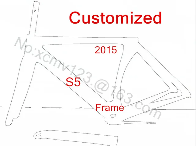 Cheap  Customized S5 Road Bicycle Frame 700C Full Carbon Fiber Frame+Carbon Fork+Carbon Seatpost+Headsets+BBright Free Shipping
