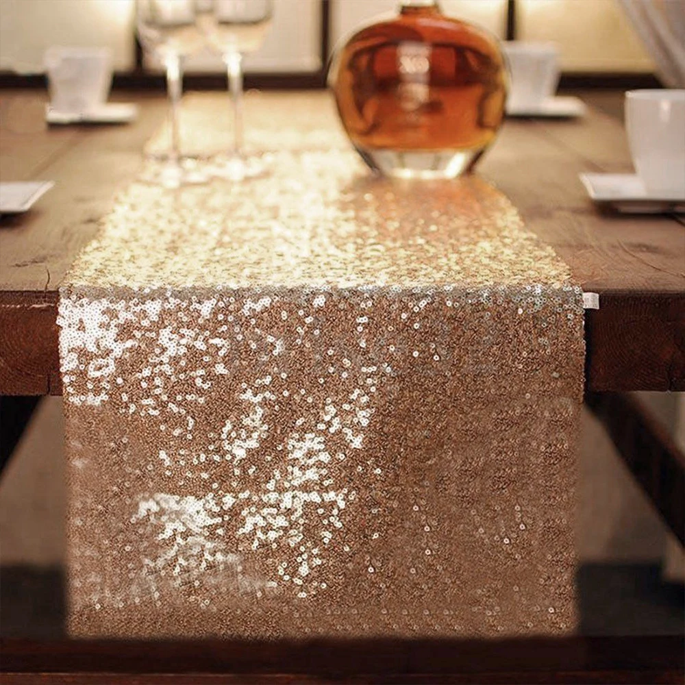 Buy Luxury Rose Gold Sequin Table Runners for Wedding