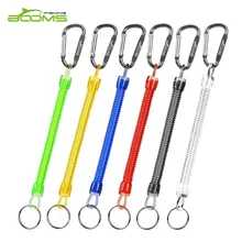Booms Fishing T5 Coiled Lanyard or Plier Safety Rope with Aluminum Carabiner Clip Wire Fishing Tool