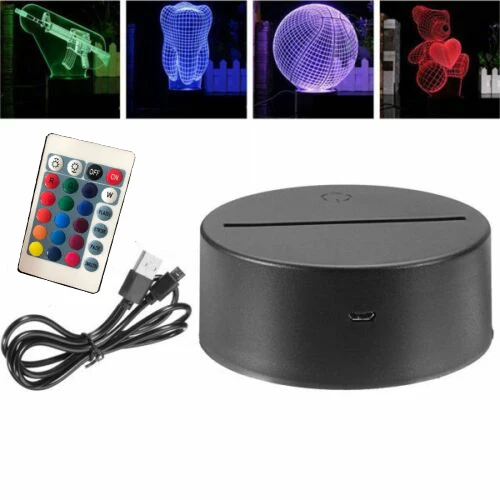 

1pcLed 3D lamp base USB Cable Touch Lamp Base Night Light Replacement colorful Home Wedding Decor Remote Control RGB Lamp Holder