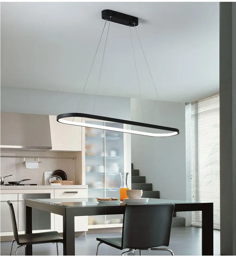 Современная светодиодная люстра черный и белый круг Светодиодная потолочная люстра освещение для кухни гостиной столовой офисной комнаты люстры