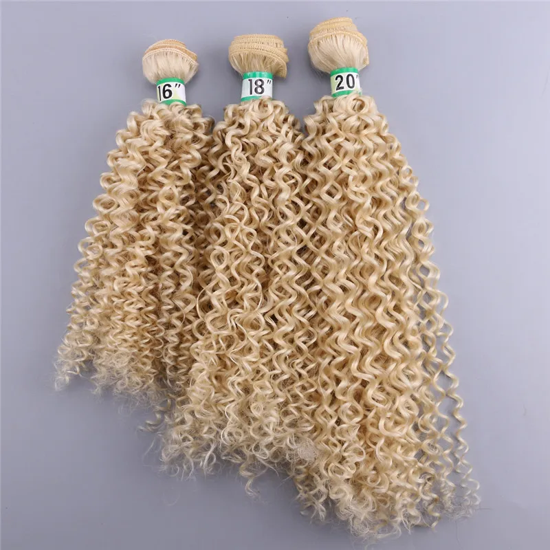 Афро кудрявые вьющиеся волосы плетение золотого цвета волос 3 шт./партия 210 г Омбре синтетические волосы пучок для женщин - Цвет: #613