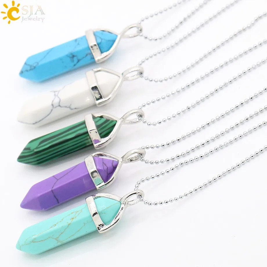 Bullet Shape Imitation Malachite White Blue Turquoise Pendants Necklaces