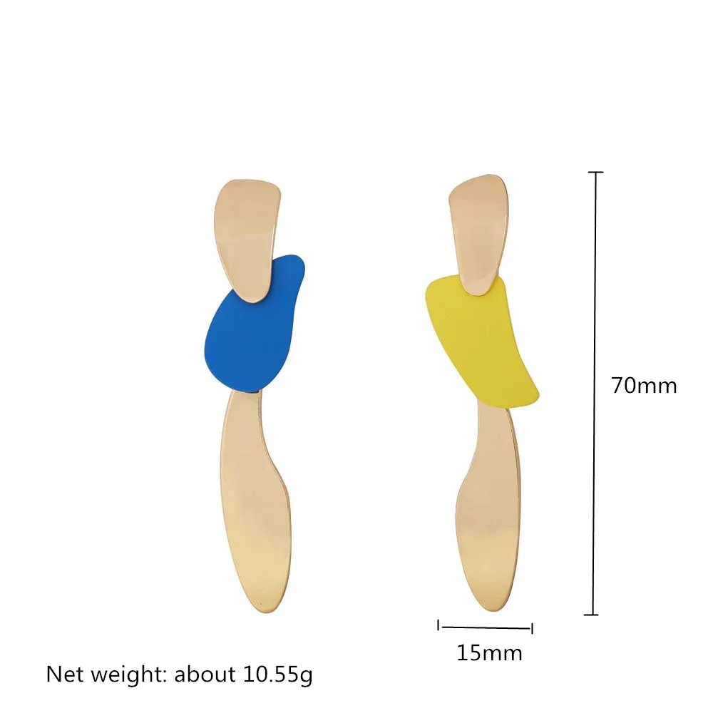 

2019 Fashion Gold Jewelry Earrings Creative Exaggerated Asymmetric Long Earring for Women Punk Rock Jewelry