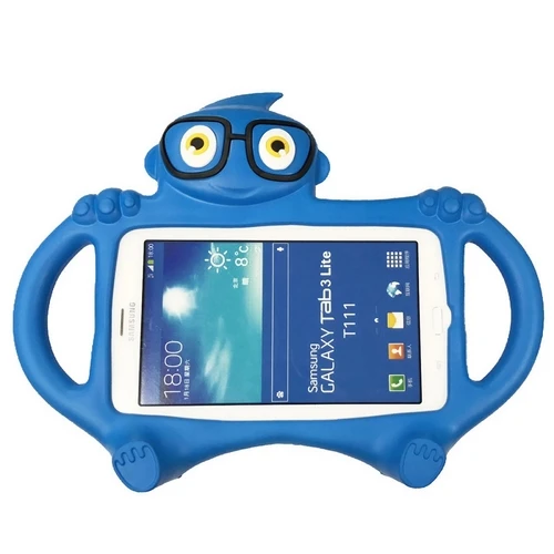 Детский чехол с очками для samsung Galaxy Tab 3 Lite T110 T111/Tab 4 7,0 T230 T231 мультяшный EVA Настольный стенд держатель задняя крышка - Цвет: Синий