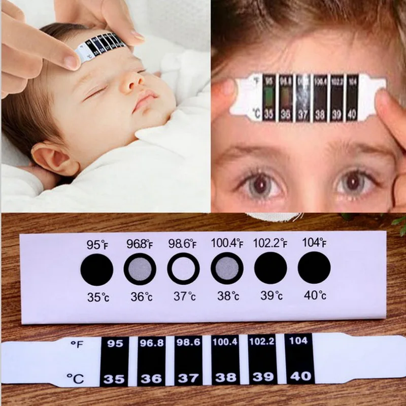 

10 PCS Child Forehead Temperature Test Kid Head Strip Thermometer Baby Thermometer Stickers