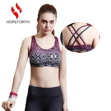 Для женщин Сексуальная Спорт Йога бюстгальтер Топ тренажерный зал Бег демпфирования Push Up Bra бесшовные 3D печатных без Диски удобный бюстгальтер