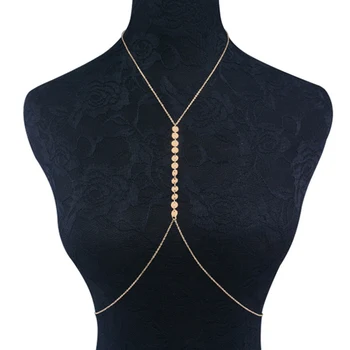 

Simple Design Sexy Alloy Sequins BodyChain Necklace For Women Girl Summer Beach Jewelry Bikini Body Jewelry Chain Necklace Colar