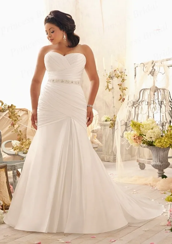 Free Shipping Discount Fishtail Sweetheart Court Train Beaded Waist Pleats Satin font b Wedding b font