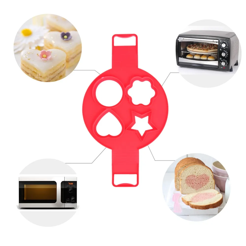 

Nonstick Pancake Maker Silicone Frying Eggs Pancake Mold Flower Round Star Heart Shape Egg Ring Kitchen Accessories