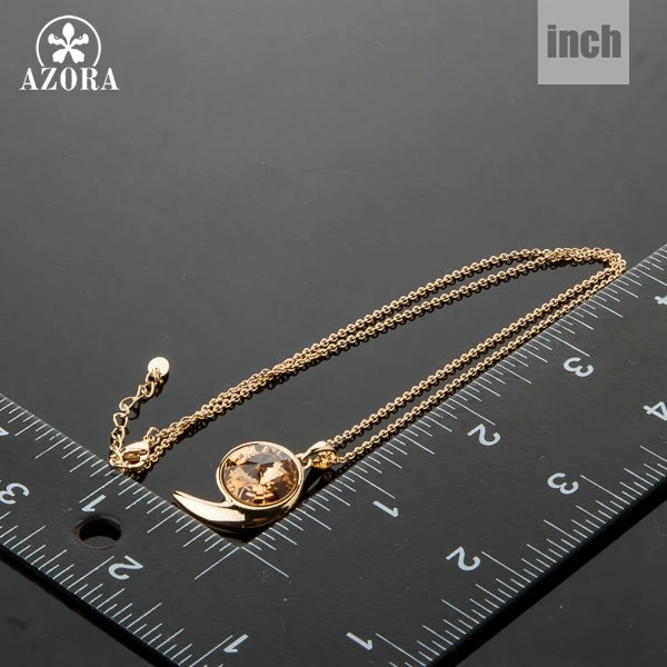 AZORA The Gold Snail Gold Color Stellux Austrian Crystal Jewelry Pendant Necklace TN0102