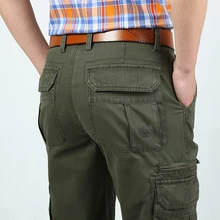 Уличные Брендовые брюки мужские хлопковые с несколькими карманами прямые военные тактические военные охотничьи брюки мужские размера плюс 44