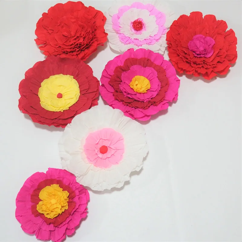 2018 Giant Crepe Paper Flowers 7PCS For Wedding & Event Backdrop Decor Photography Windows