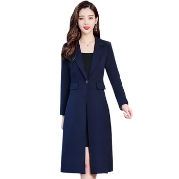 

Long suit jacket women spring and autumn 2019 new long section one button suit collar slim woman coat