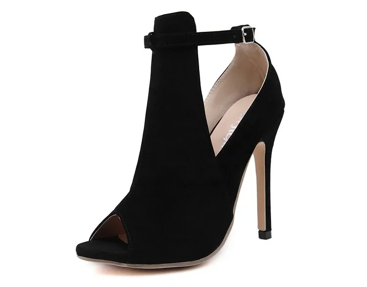 

2016 New Spring Autumn Casual High-heeled Shoes Women Pumps Spring Peep Toe Gladiator Chunky High Heels Female Buckle Black