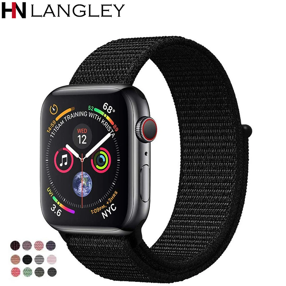 

Sport loop Nylon Bands for Apple Watch Series 4 3 2 1 Band Reflective Strap for iwatch double-layer Woven Nylon Breathable Band