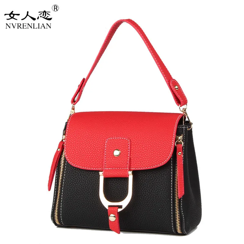 

NVRENLIAN Fashion PU Leather Women's Handbags Feminina Shoulder Bags Patchwork Designer Messenger Bags Tote Bolsa