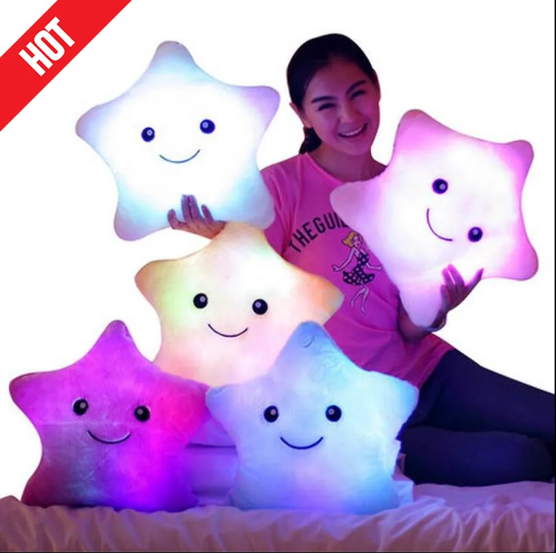 35*38 см Kawaii Звездная Подушка меняющая цвет светящаяся подушка со светодиодной