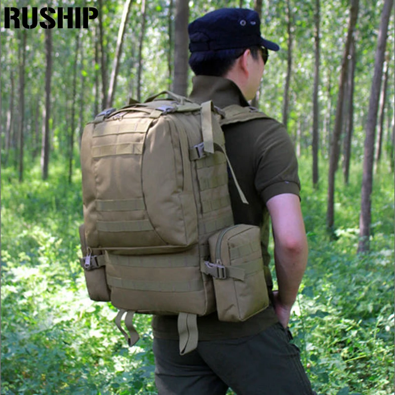 Men 50L Army Waterproof 50L Outdoor Backpack Travel Tactical Combination Camping Mountaineering 
