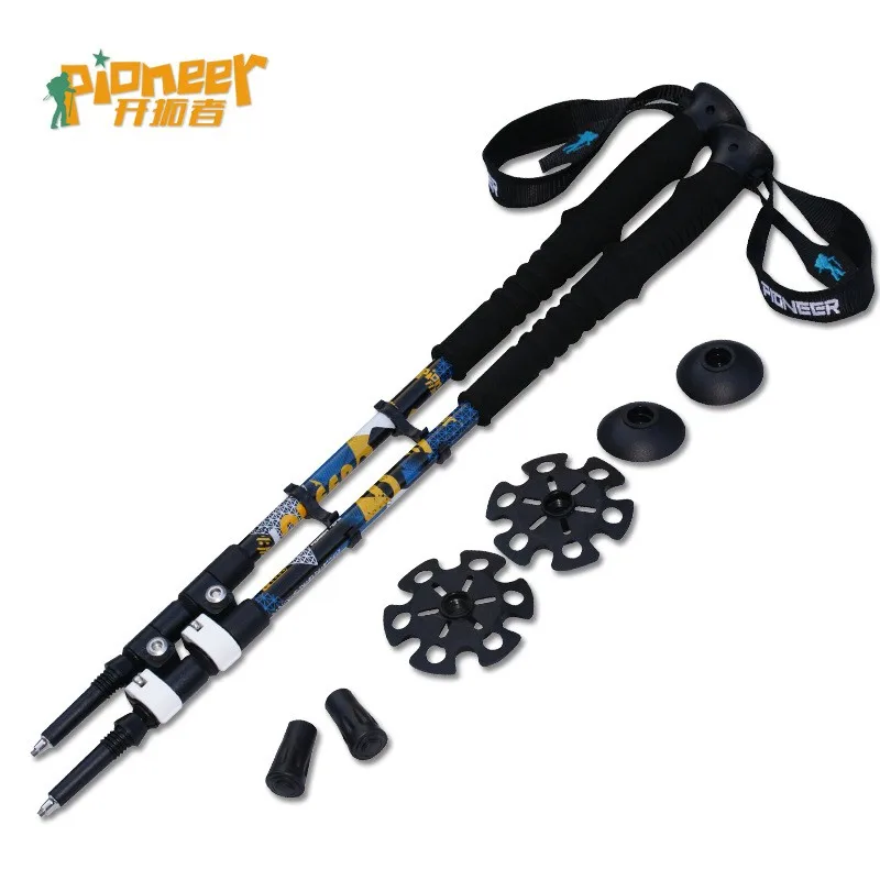 Externo de Fibra de Carbono de Alumínio de Esqui Frete Grátis Lote Caminhada Telescópio Vara Nórdica Bengala Trekking Pole Bloqueio Acampamento 2 Pçs - 11 Cheap Bengalas