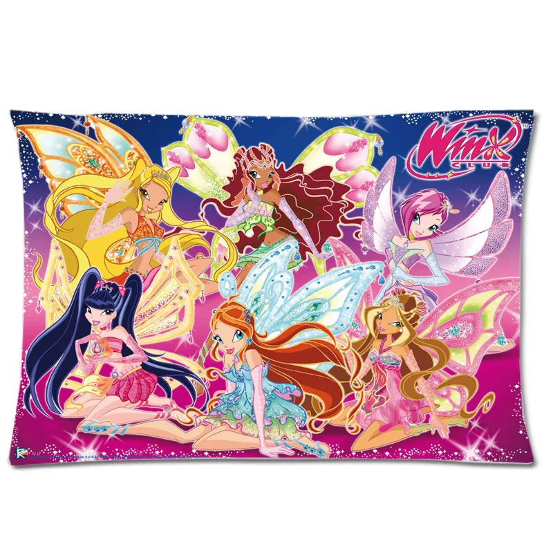 

2016 Custom Winx Club Cartoon Background Solft Pillowcase/Pillow Case Cover/Pillowslip (Size:30"X20",Two Side Printed