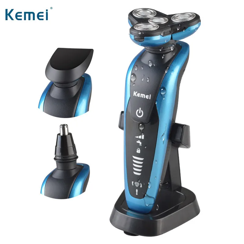 

Kemei 3 in 1 Washable Electric Shaver Replaceable Blade Heads Razor Rechargeable Epilator For Men Beard Trimmer KM-58892