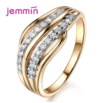 

100% Pure 925 Sterling Silver Ring Bridal Luxury CZ Rhinestone Wedding Geometric Style Rings for Women Wedding Party Gifts