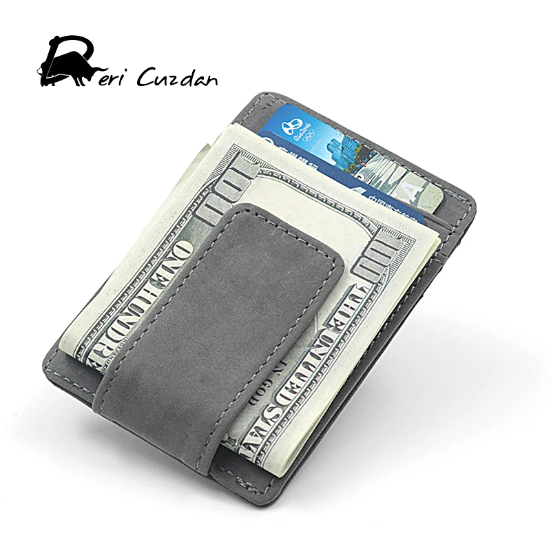 DERI CUZDAN Genuine Leather Mini Wallet Clamp for font b Money b font font b Clip