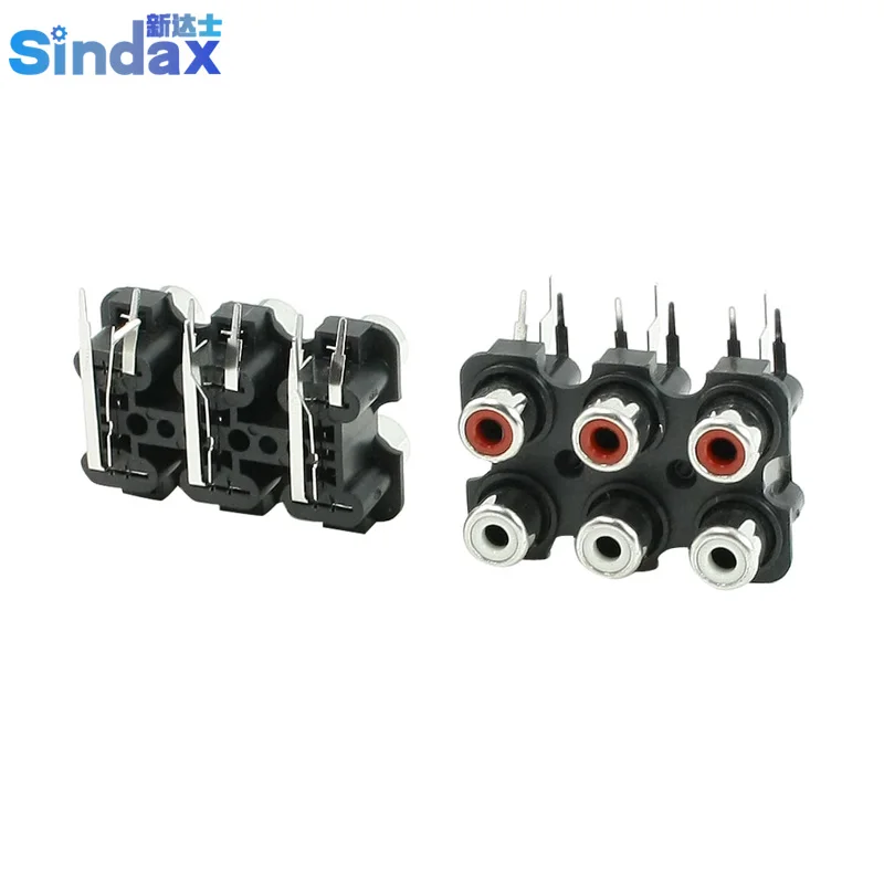 

Sindax 2 Pcs 6 RCA PCB Mount Female Outlet Jack Connector RCA Socket Black