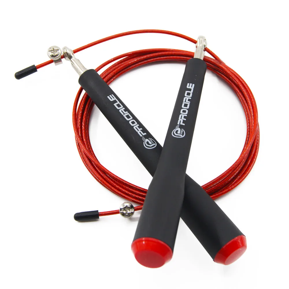 PROCIRCLE Speed Jump Rope - Adjustable 10ft - Skipping Ropes Best for Fitness Boxing MMA Training - Metal Ball Bearings - Black