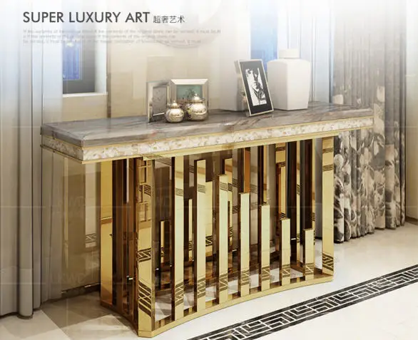 Natural marble Stainless steel Coffee Table Living Room eat edge ark minimalist modern rectangle mesas de centro table basse