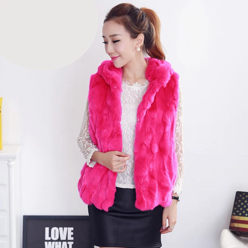 Autumn and winter new 2018 slim women's natural rabbit fur vest women real fur vests waistcoats female sleeveless jacket coat