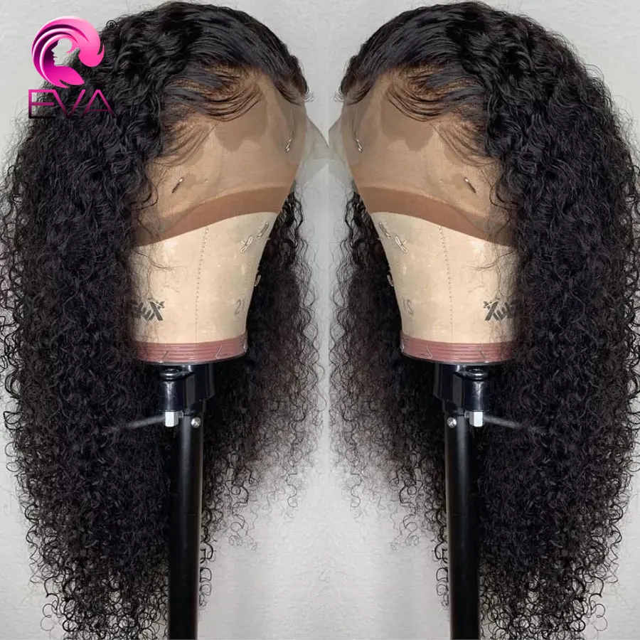 Eva Hair 180% Density 360 Lace Frontal Wig Pre Plucked With Baby Hair Brazilian Remy Human Hair Curly Lace Wigs For Black Women