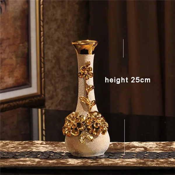 Luxury Morden Gold plated Ceramic Rose Vase Home Decor Creative Design