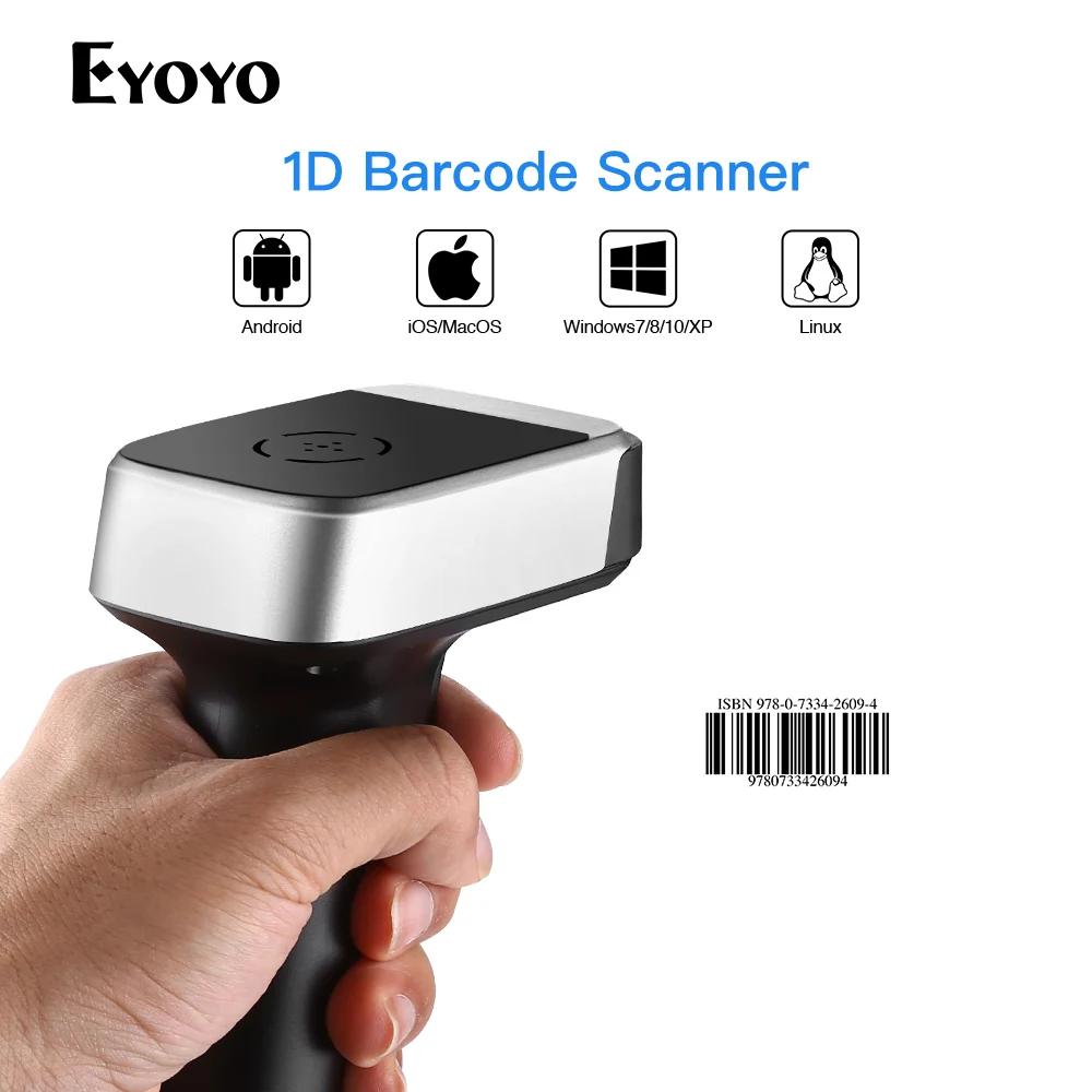 

Eyoyo 1D 2.4G bar code scanner CCD Reader For EAN-8, EAN-13, UPC-A, ISBN POS iPad iOS Android Tablets Or Computers PC