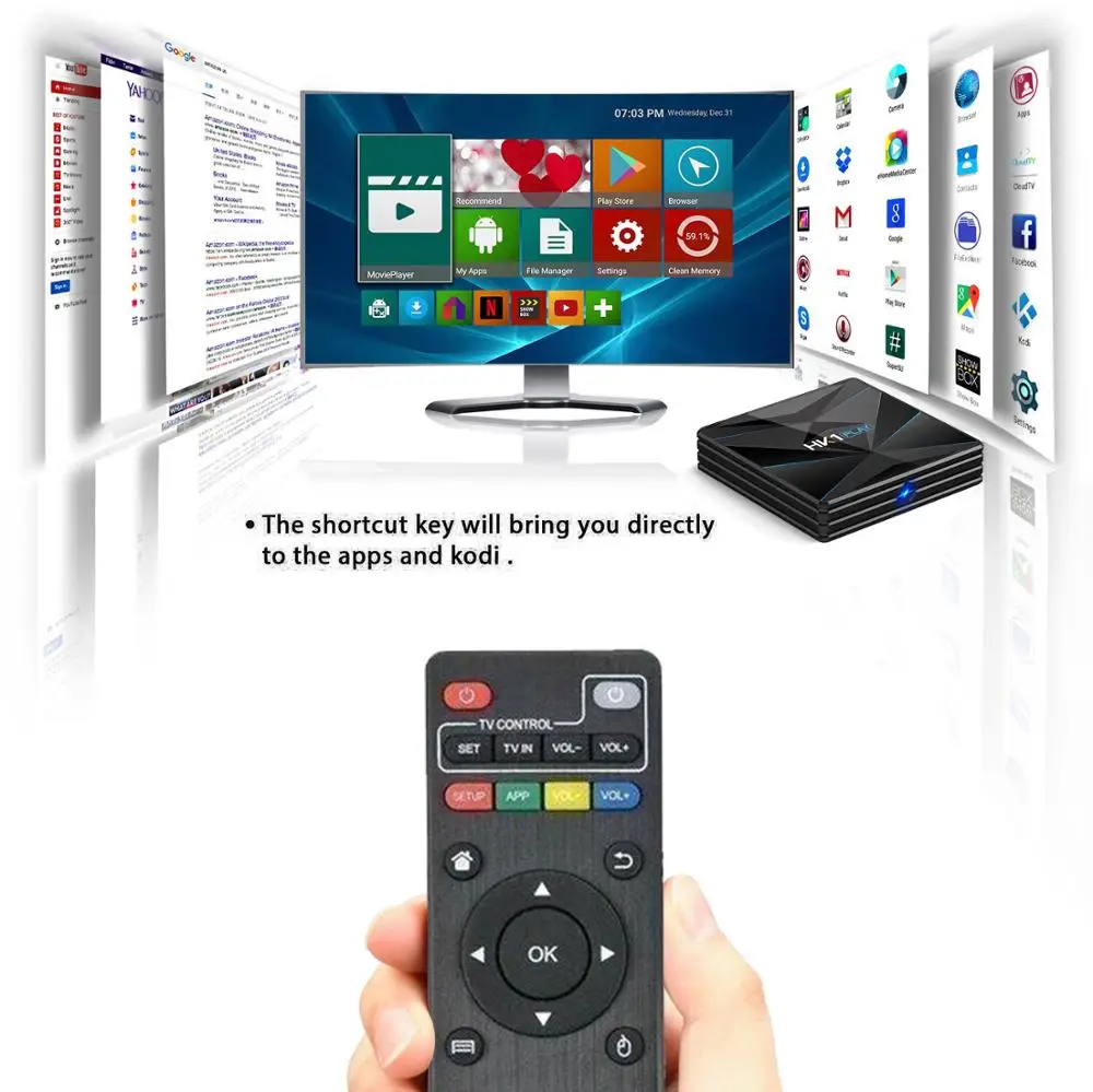 HK1 Play Smart TV Box Android 9.0 Amlogic S905X2 Quad Core 4GB 32G 64GB TV Box 4K 2.4GHz 5GHz Wifi Bluetooth 4.0 Set Top box