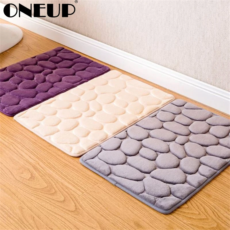 ONEUP Furry Memory Foam Bath Mat Set Kitchen Door Floor Absorbent 