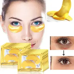 10 шт. = 5 мешков Уход за глазами лечение и маска золотая с кристаллами коллагена уход за кожей патчи для глаз темный круг отбеливающая маска