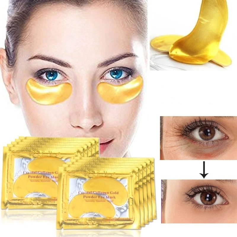 

10pcs=5bags Eye Care Treatment & Mask Gold Crystal Collagen Skin Care Eye Patches Dark Circle Whitening Face Mask Care Effect