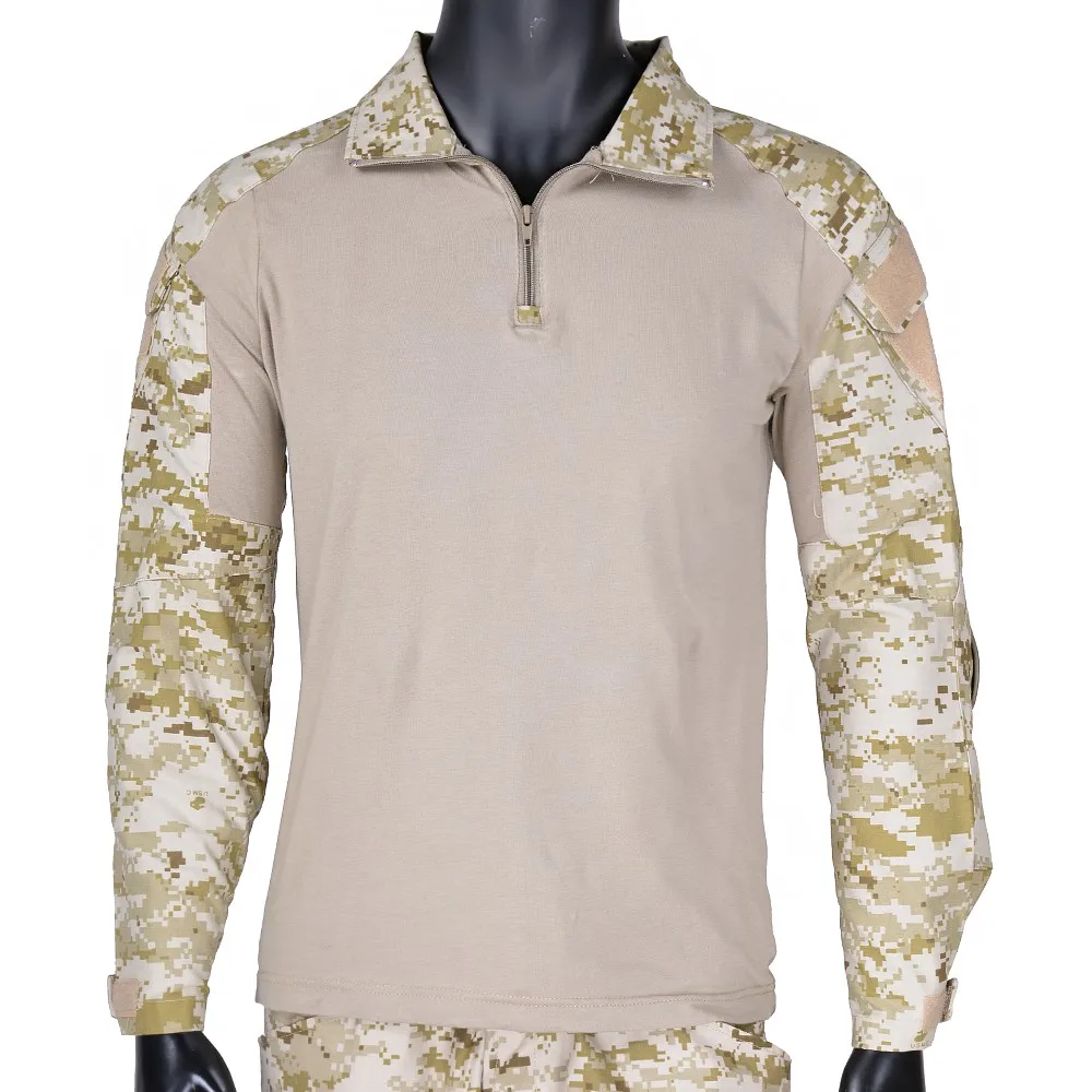 CQC Tactical Shirt Gen2 Men Long Sleeve Military Hunting Paintball Airsoft Army BDU Combat With Elbow Pads Digi-Desert | Спорт и
