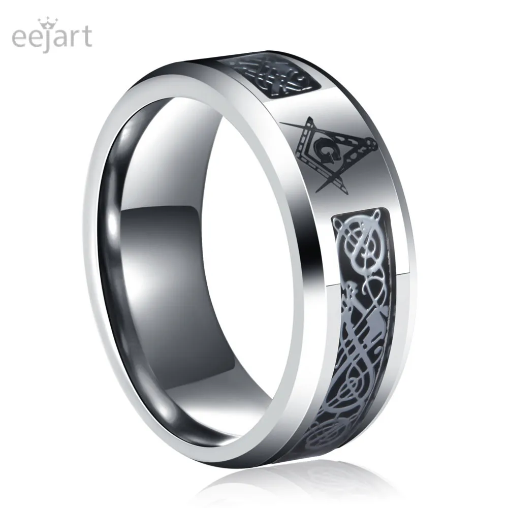 Мужские кольца в виде масонского дракона из нержавеющей стали 8 мм|dragon ring|ring