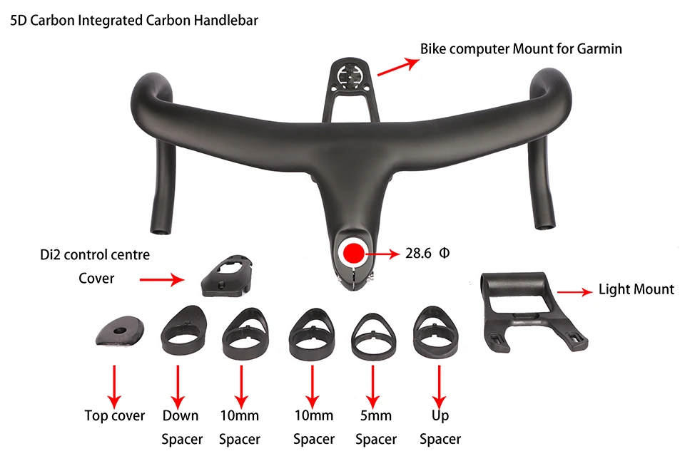 Odinzeus 5D полный углеродный дорожный велосипед встроенный в руль бар 28,6 мм однонаправленное плетение с велосипедным светильник для компьютера крепление специальный разделитель