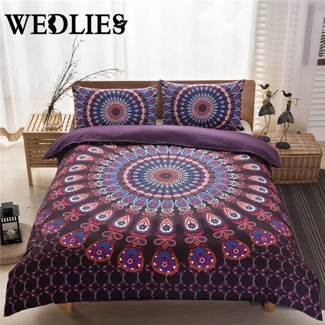 Indian Bedding Cover Boho Style Duvet Indian Bedding Cover Boho Style Duvet 200x230cm And Two Pillowcases 48x74cm Purple