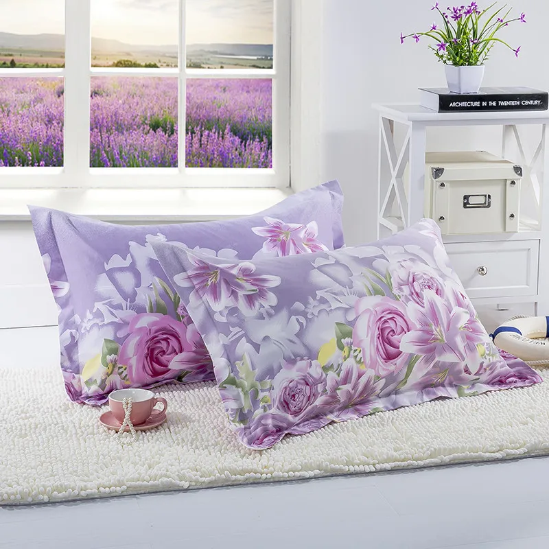 

1pc 100% Polyester Pillow Case Beauty Flowers Printing Pillowcase Home Bedroom Pillow Cases 48cm*74cm XF340-6 55