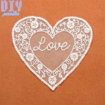 

100PCS Milk silk Heart LOVE Hollow Embroidered Flower Lace Trim Ribbon Sewing Wedding Bridal Dress DIY Fabric Craft