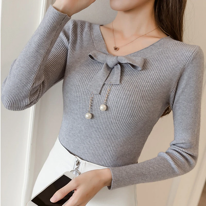 

Korean Casual Knitted Women Sweater Butterfly Collar Women Sweaters and Pullovers Knit Sweater Women Oversized Sweater