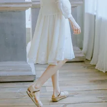 LYNETTE’S CHINOISERIE Summer Original Design Women Fairy Embroidery All-match A-line Skirt