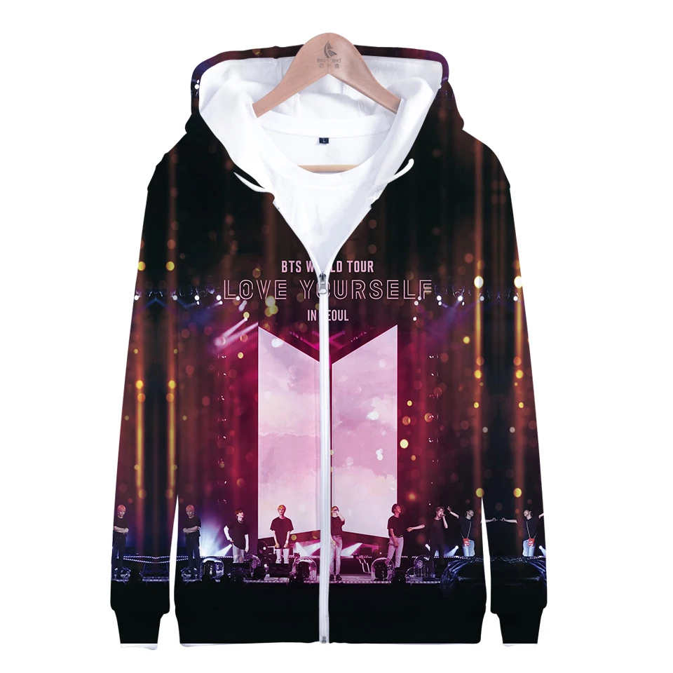 

Women's Clothing commemoration 3D version of the latest world tour zipper hooded hoodies women's jimin Clothing