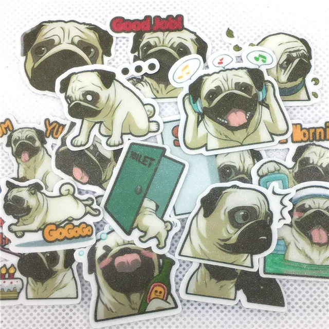 40Pcs Everyday pug is funny Sticker for kids toys phone School Supply Fashion Decoration Vinyl Decals DIY Stickers scrapbooking 2