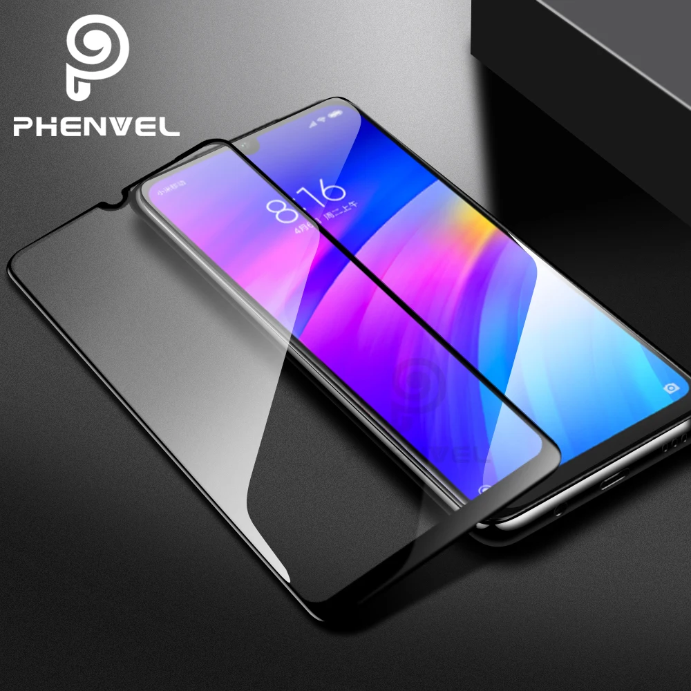 

For Xiaomi Redmi 7 Screen Protector Phenvel Anti-Explosion Tempered Glass Film For Redmi Note 7 Pro Full Cover Protective Glass